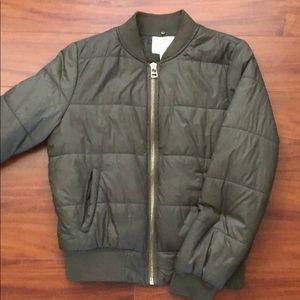 Forest Green Puffer Bomber Jacket